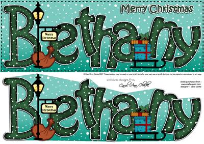 Merry Christmas Bethany Sledge Large Dl & 3D Decoupage