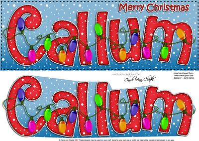Merry Christmas Callum Xmas Lights Large Dl & 3D Decoupage