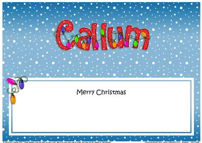 Merry Christmas Callum Xmas Lights Matching Large Dl Insert