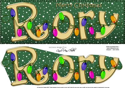 Merry Christmas Rory Xmas Lights Large Dl & 3D Decoupage