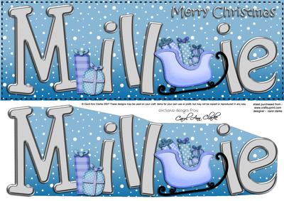 Merry Christmas Millie Sleigh Large Dl & 3D Decoupage