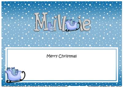 Merry Christmas Millie Sleigh Matching Large Dl Insert