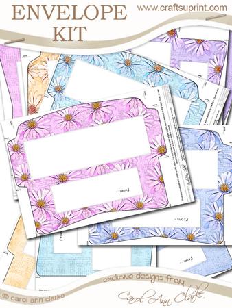 10 Mini Dl (80 x 215mm) Pastel Daisies Envelope Kit
