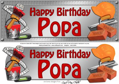 Large Dl Birthday Popa Handyman Tools 3D Decoupage