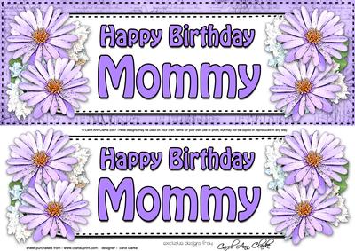 Large Dl Birthday Mommy Daisies Floral 3D Decoupage