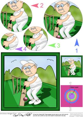 Bert Plays Cricket Circle Pyramage Topper