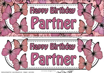 Large Dl Birthday Partner Butterflies 3D Decoupage