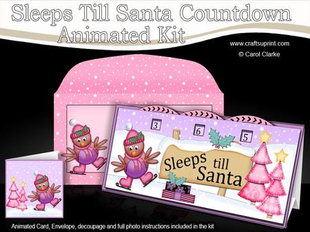 3D Xmas Skating Robin Sleeps Till Santa Countdown Card