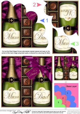 Mum N Dad Champers N Chocs Shell Edged Corner Side Stacker