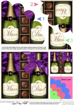 Mum N Dad Champers N Chocs Shell Edged Corner Side Stacker