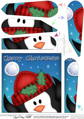 Xmas Penguin Fun Novelty Fan Pyramage Topper
