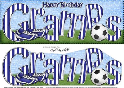 Large Dl Birthday Gramps Football Card & 3D Decoupage