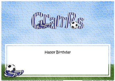 Happy Birthday Gramps Football Matching Large Dl Insert
