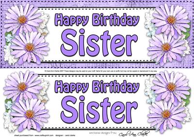 Large Dl Birthday Sister Daisies Floral 3D Decoupage
