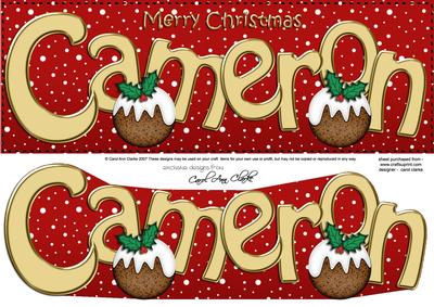 Merry Christmas Cameron Xmas Puds Large Dl & 3D Decoupage