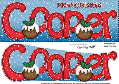 Merry Christmas Cooper Xmas Puds Large Dl & 3D Decoupage