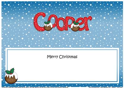 Merry Christmas Cooper Xmas Puds Matching Large Dl Insert