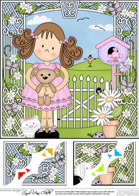 8 x 8 Girlz Zoe's Teddy Scalloped Corner Topper