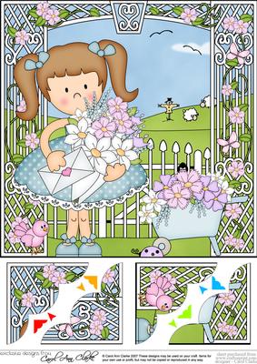 8 x 8 Girlz Liz's Flowers Scalloped Corner Topper