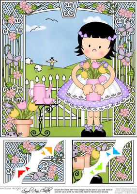 8 x 8 Girlz Suzi's Tulips Scalloped Corner Topper