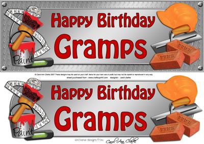 Large Dl Birthday Gramps Handyman Tools 3D Decoupage