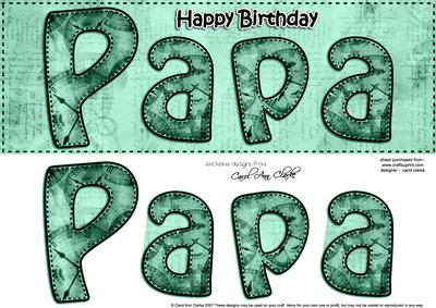 Large Dl Birthday Papa Clocks 3D Decoupage