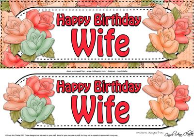 Large Dl Birthday Wife Roses Card & 3D Decoupage