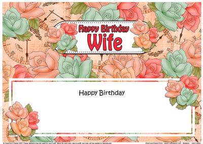 Happy Birthday Wife Roses Matching Large Dl Insert