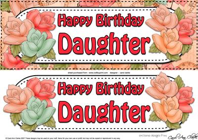 Large Dl Birthday Daughter Roses Card & 3D Decoupage