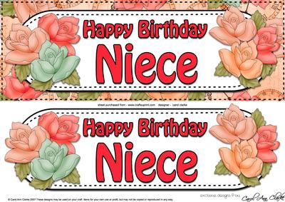 Large Dl Birthday Niece Roses Card & 3D Decoupage