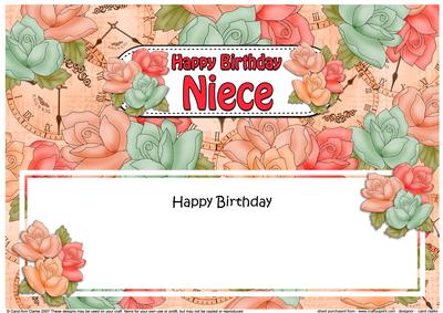 Happy Birthday Niece Roses Matching Large Dl Insert