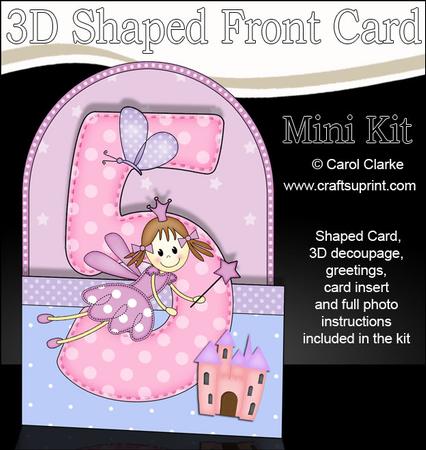 3D 5th Birthday Fairy Shaped Front Card with Decoupage