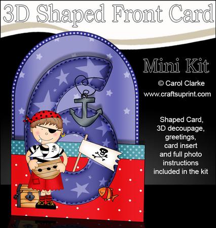 3D 6th Birthday Pirate Shaped Front Card with Decoupage