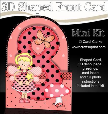 3D 8th Birthday Fairy Shaped Front Card with Decoupage