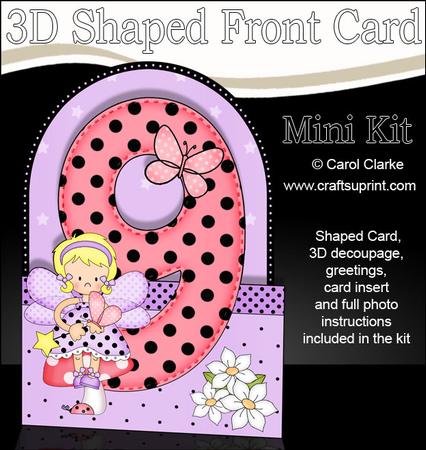 3D 9th Birthday Fairy Shaped Front Card with Decoupage