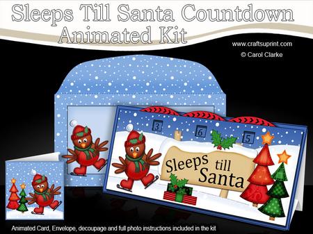 3D Xmas Skating Robin Sleeps Till Santa Countdown Card