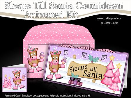 3D Xmas Skating Horse Sleeps Till Santa Countdown Card