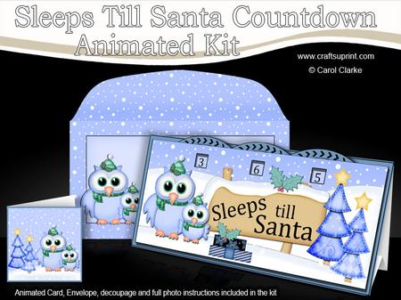 3D Xmas Owls Sleeps Till Santa Countdown Card