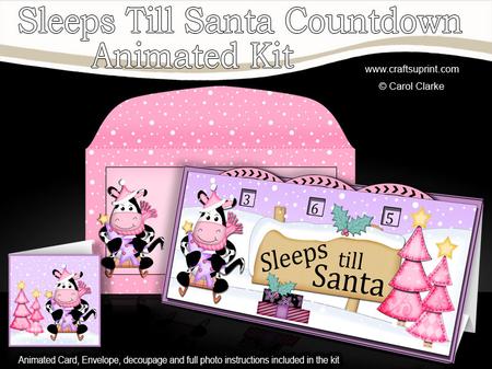 3D Xmas Milly Moo Cow Sleeps Till Santa Countdown Card