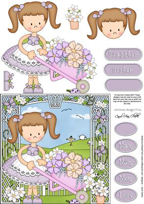 Girlz Liz's Flower Barrow Quick Card with 3D Decoupage