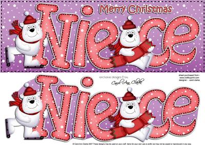 Large Dl Xmas Niece Polar Bears Card & 3D Decoupage