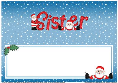 Xmas Sister with Santa Matching Large Dl Insert