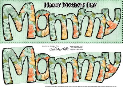 Large Dl Mothers Day Mommy Roses Card & 3D Decoupage