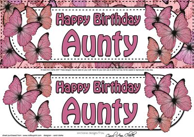 Large Dl Birthday Aunty Butterflies Card & 3D Decoupage