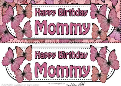 Large Dl Birthday Mommy Butterflies Card & 3D Decoupage