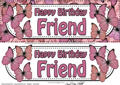 Large Dl Birthday Friend Butterflies Card & 3D Decoupage