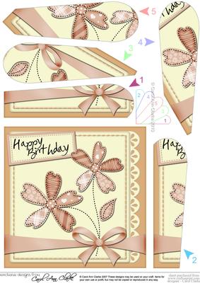 Birthday Flowers & Lace Fan Pyramage Topper