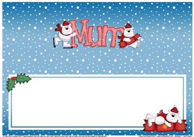 Xmas Mum Polar Bears Matching Large Dl Insert