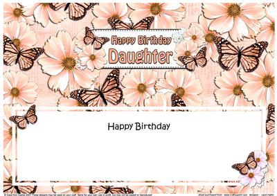Birthday Daughter Floral Butterflies Large Dl Insert