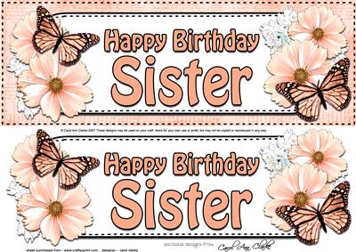 Large Dl Birthday Sister Floral Butterflies 3D Decoupage